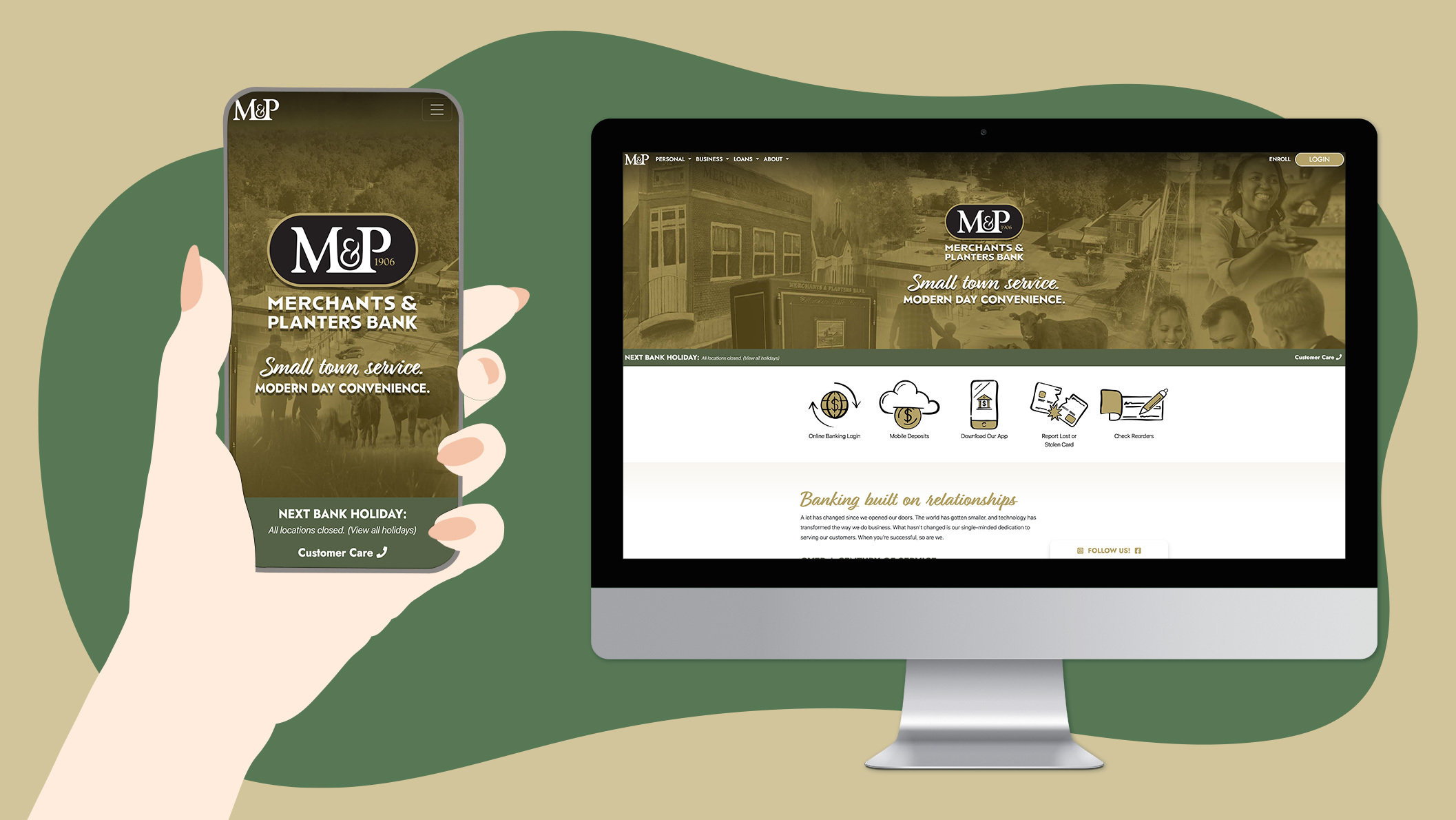 The Merchants & Planters site shown across desktop and mobile